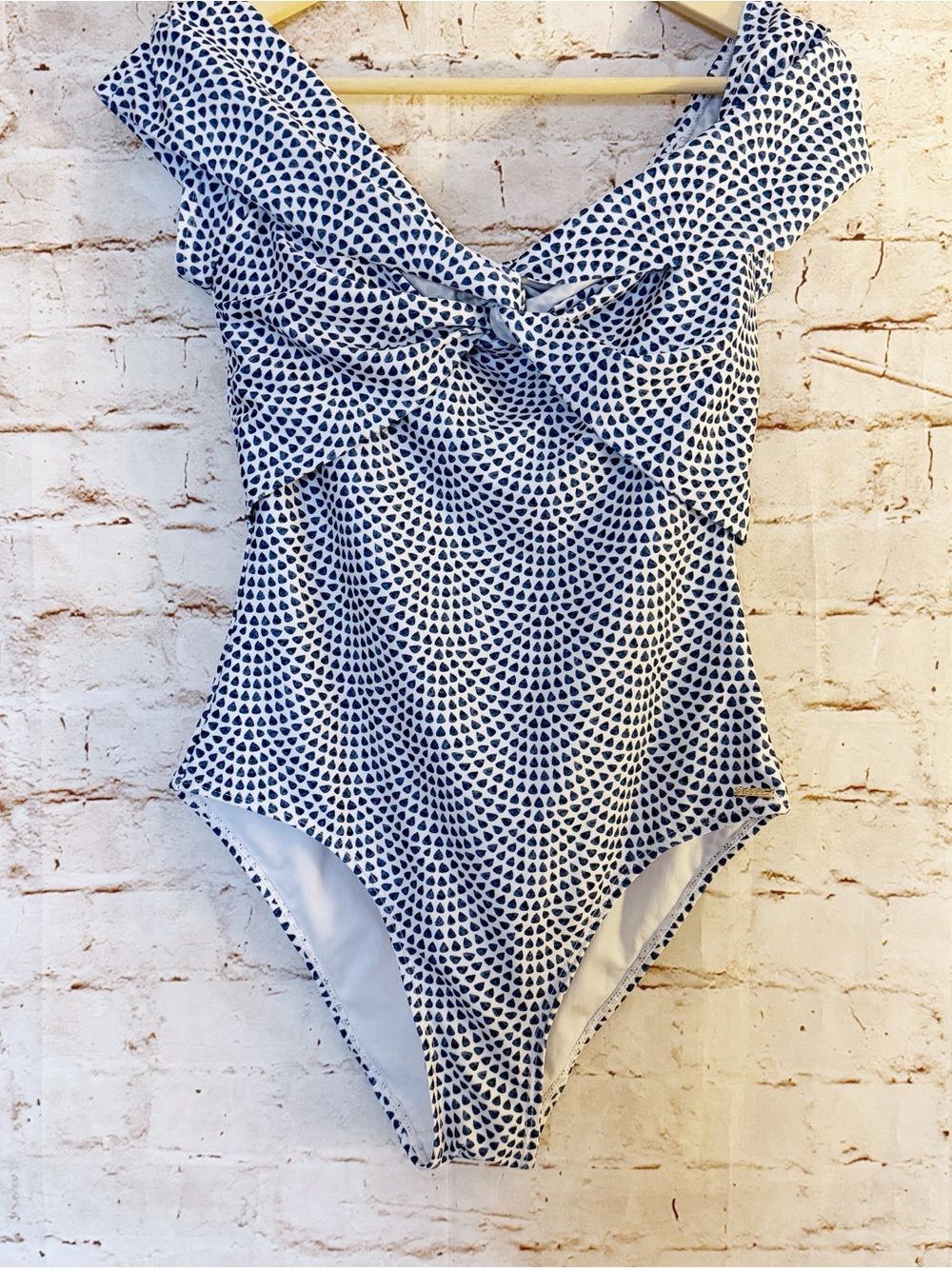 Nicole Miller shawl collar one piece swimsuit